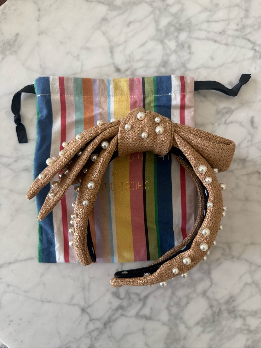 Lele Sadoughi x Atlantic Pacific Holly Raffia Pearl Headband